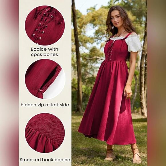 NWT Scarlet Darkness Lace Up Cottagecore Sleeveless Renaissance Dress, M (8-10) - Picture 5 of 7